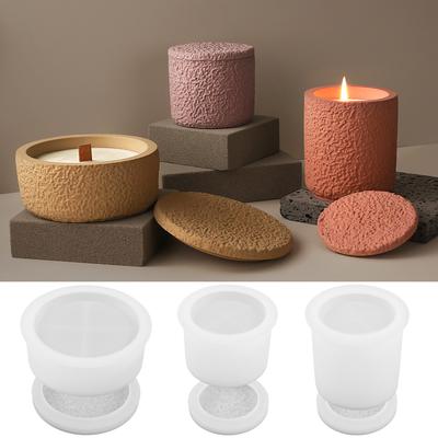 Förvaringslådor Silikonform med Lock Ornament Burk Flaskor Betong Cement Hartsformar DIY Ljuskopp Blomkruksform Heminredning