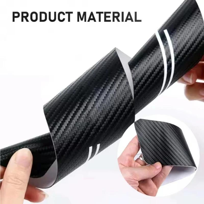 4Pcs/set New Universal Carbon Fiber Leather Car Door Sill Protection Strip Durable Anti-Scratch Decor Sticker Car Accessories