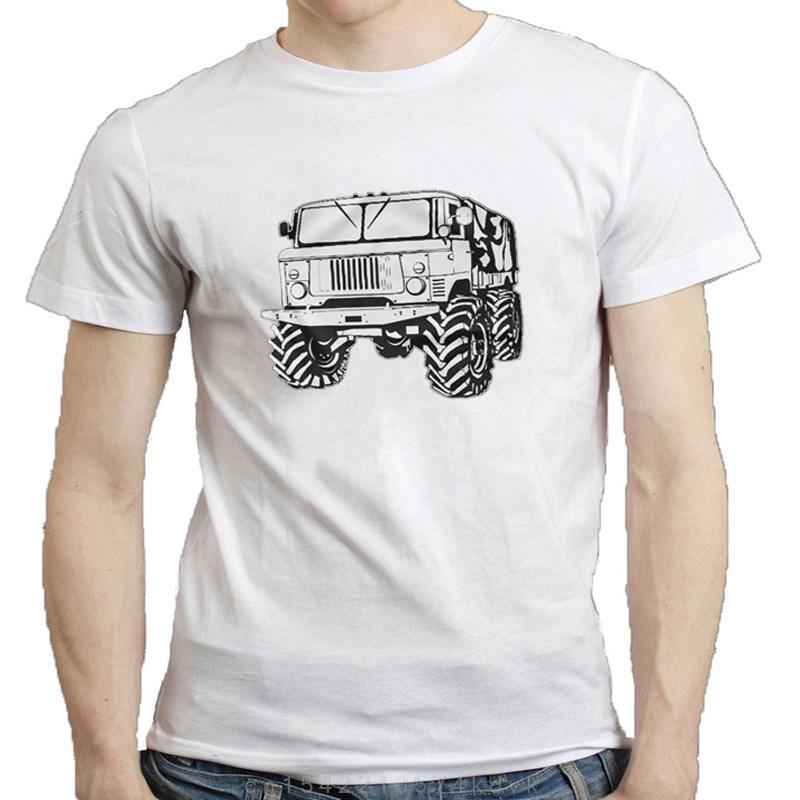 Russe Rétro Voiture GAZ-66 Hors Route Hommes T-shirt Court Casual 100% Coton Chemises Taille S-3XL