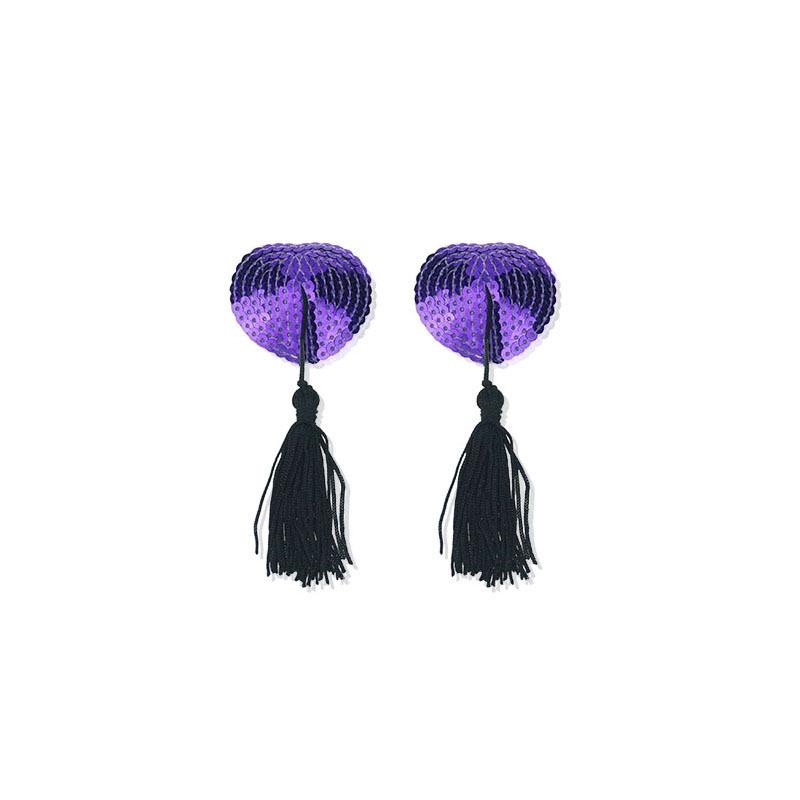 Red Heart Sequin Nipple Covers: Invisible Silicone Breast Pasties with Tassels