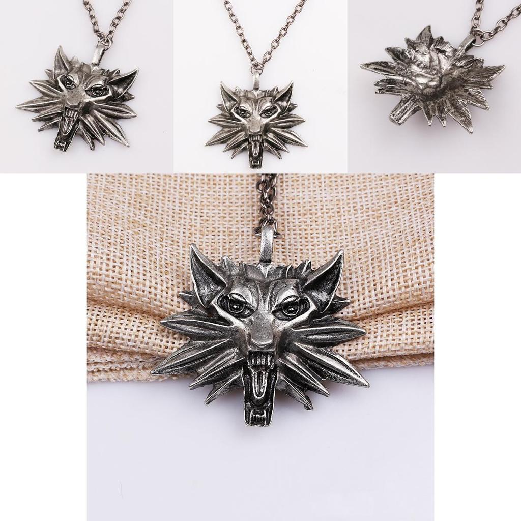 The Witcher Alloy Wolf Head Necklace With Zinc Alloy Chain For Men And Women