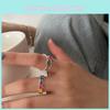 Chic Ins Style Rainbow Smiley Face Ring For Women Unique Copper Fashion Jewelry