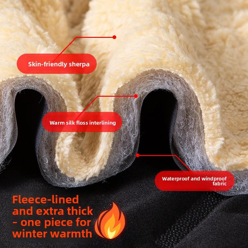 Men's Loose-Fit Oversized Windproof Fleece-Lined Shearling Sports Trousers for Autumn and Winter