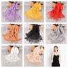Tassel Mesh Neck Scarves Transparent Embroidery Flower Shawl Lace Flower Tassel Scarf  Dress Decor