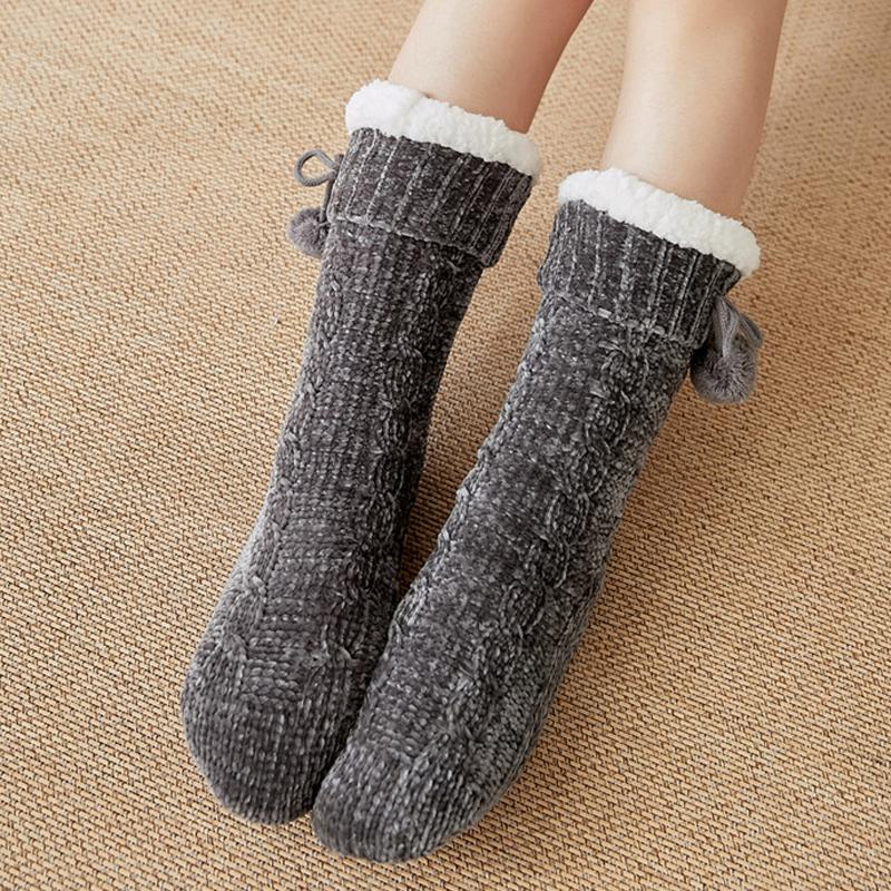 Gulvsokker dame voksne snøsokker sovesokker teppesokker hjemme varme polstrede leggings månedlige tøffelsokker