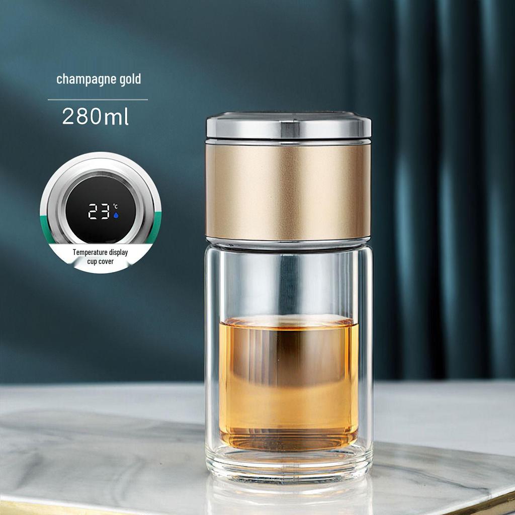 Mini Teacup with Double Layer Insulation and Tea-Water Separation – Portable Travel Glass