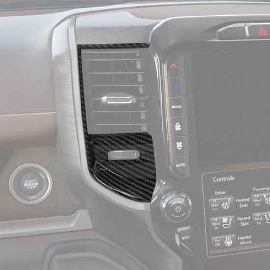 For Dodge Ram 1500 19-2025 Carbon Interior Center Air Vent Outlet A/C Cover Trim
