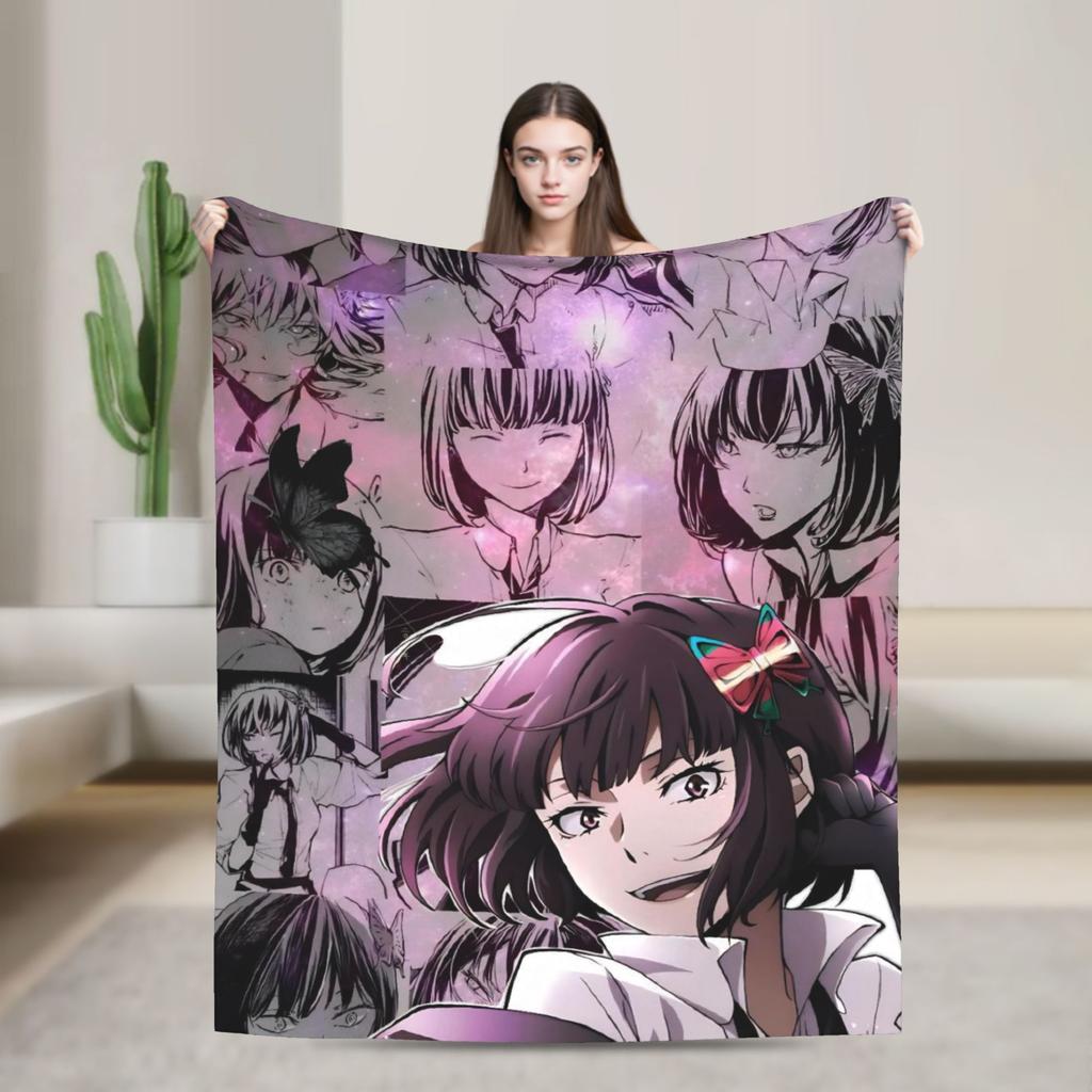 Anime Bungo Stray Dogs Blanket Coral Fleece Plush Print Multi-function Warm Throw Blankets for Sofa Bedroom Bedspreads