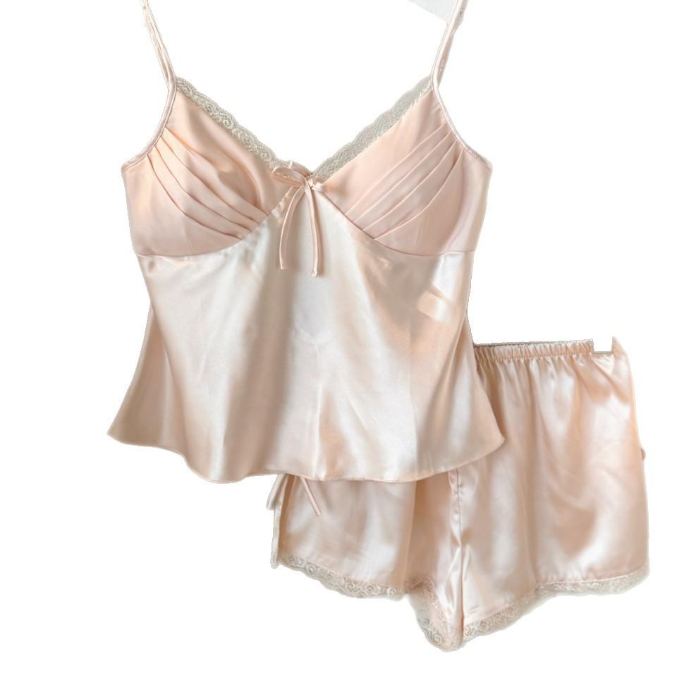 Premium pajamas women's summer ice silk sexy loungewear shorts two-piece suit pure desire