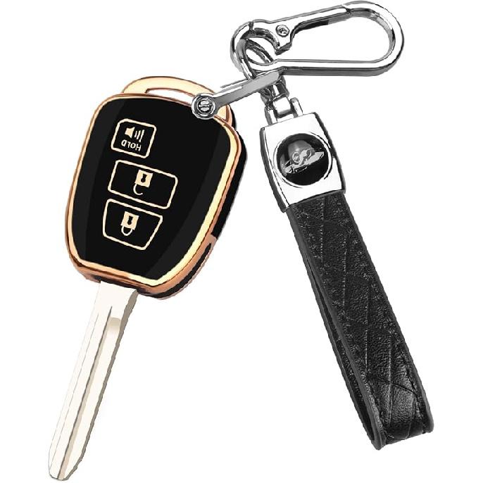 QBUC for Toyota Key Fob Cover with Keychain,Soft TPU Full Protection key fob cover Fit for Toyota 4Runner Corolla Tacoma etc