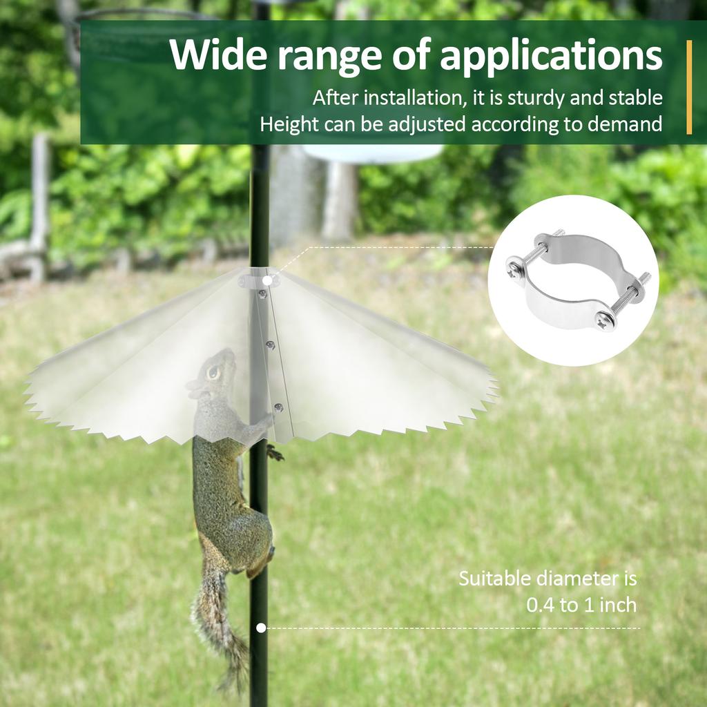 2 Stück Eichhörnchenabwehr PET Transparent Vogelfutterhausabwehr mit gezacktem Rand Outdoor Eichhörnchensichere Abwehr Vogelaufzuchtbedarf