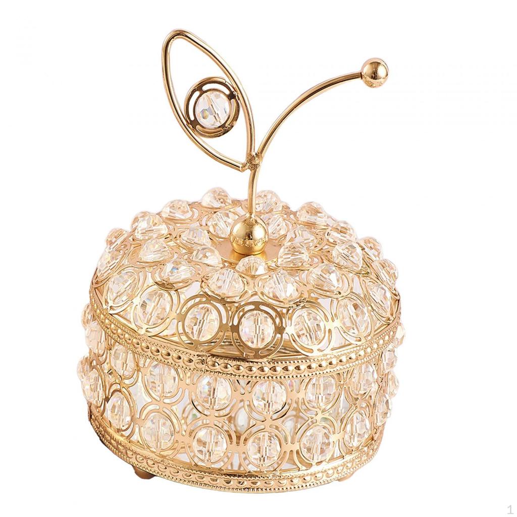 Crystal Jewelry Box Trinket Organizer Storage Display Dresser Holder Necklace with Cover Treasure