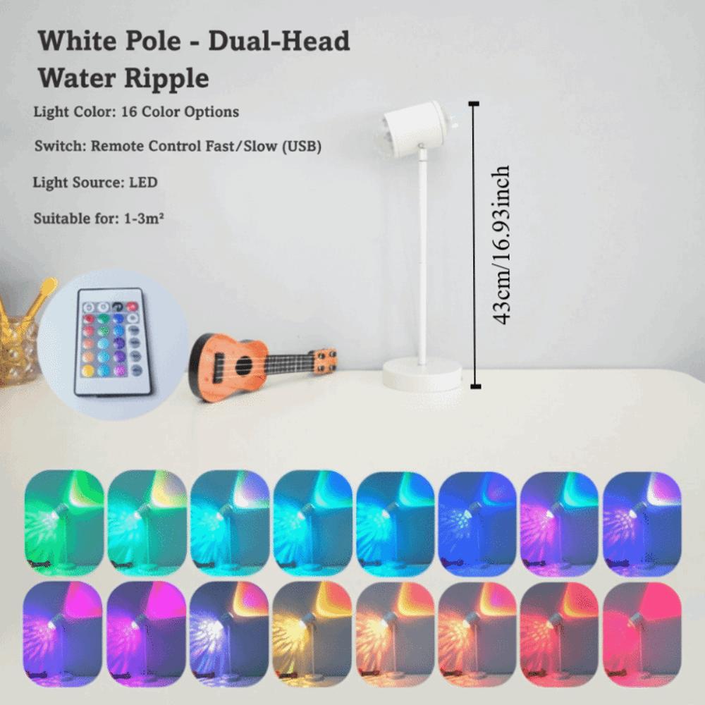 16 Colors Water Ripple Lamp 360° Rotation Button Control Sunset Lamp 36v Internet Famous Dual-Head Design Bedroom Light