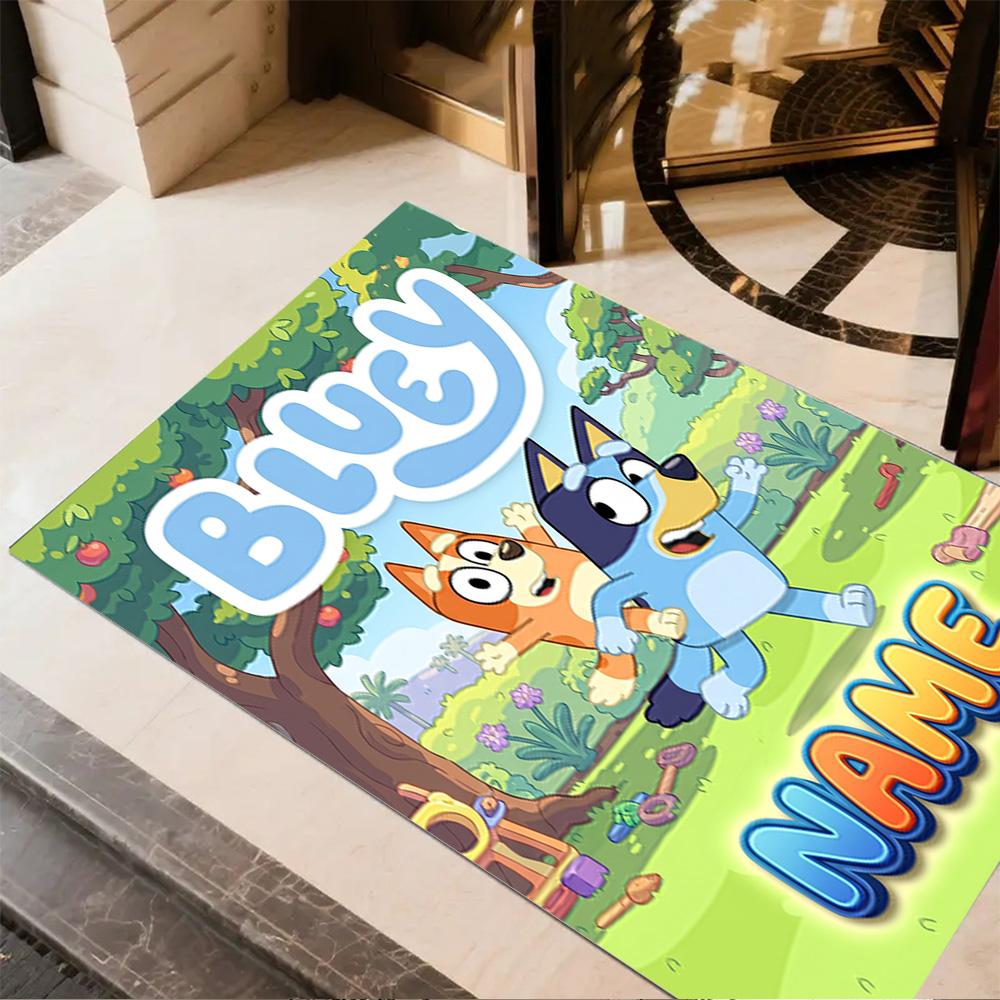 Bluey Cat Adventure Personalized Text Carpet Design for Dining Room Hallway Decorate room Balcony Anti-slip Rug Office home decor Gift for Festivals