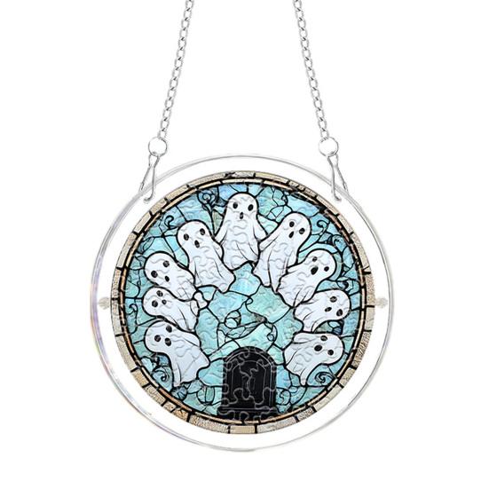 Xiaobudian Halloween Acrylic Puzzle Suncatcher Window Hanging,7.87 Inch Sun Catcher Decoration Ornament, Ideal for Gifting and Home Decor