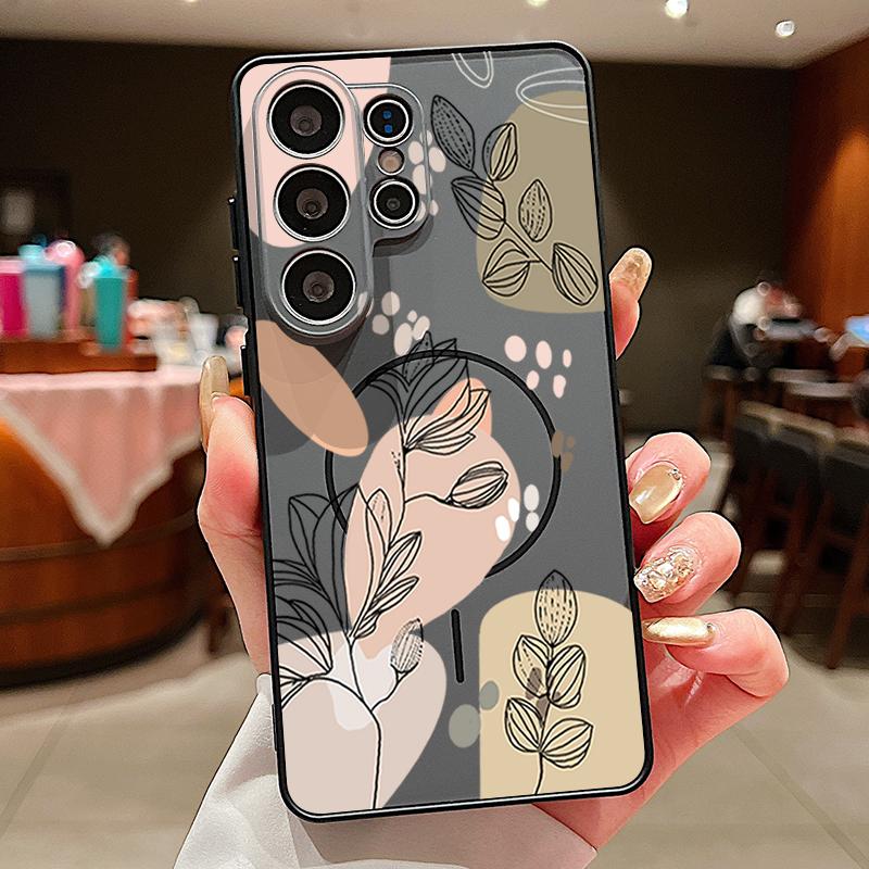 Magnetic Phone Case For Samsung Galaxy S25 S26 Ultra Edge S24 S23 FE A17 A56 A37 A16 A55 A15 A36 A35 A54 5G Cartoon Floral Cover