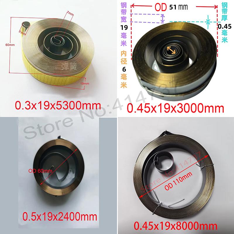 Width 19mm Spiral Flat Wire Coil Large Size Scroll Spring Constant Force Springs 0.3mm Thickness*19mm Width*5300mm Length Choose