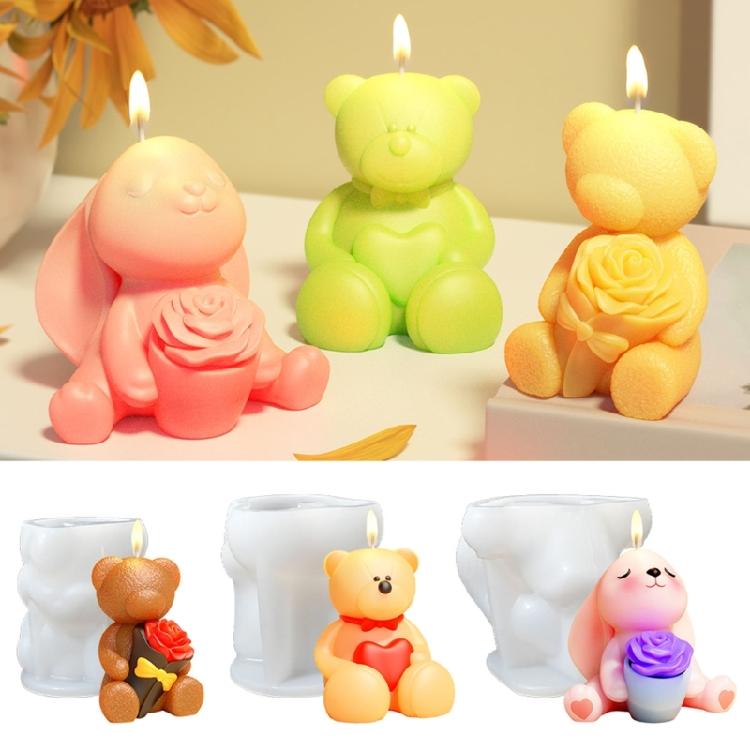Rabbits Bear Animal Silicone Molds for Epoxy Resin Making Candle Soap Gypsum Decoration Chocolate Fondant Silicone Molds