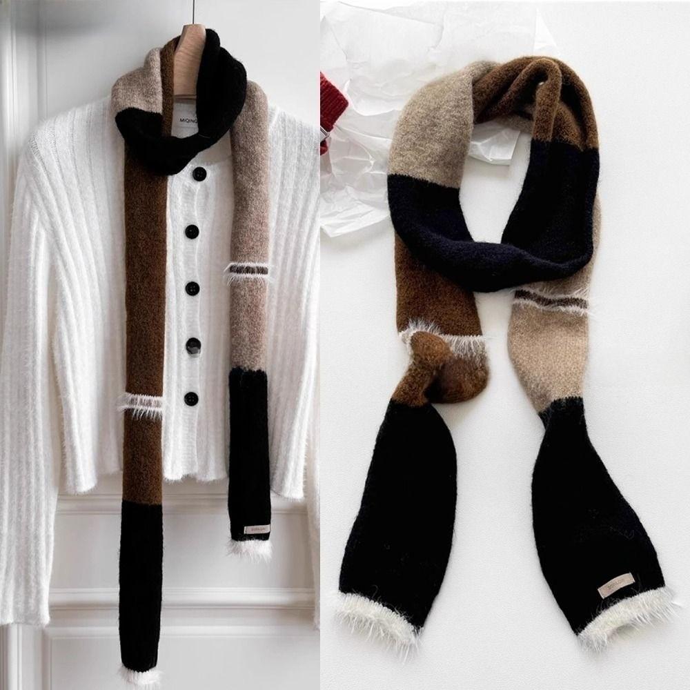 Knitted Wool Assorted Colors Scarf Warm Neck Scarves Plush Long Narrow Scarves Autumn Winter
