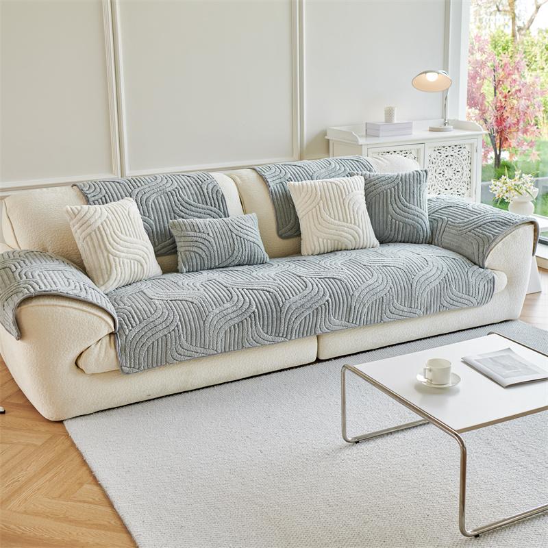 

Подушка на диван из жаккардового хлопка и вельвета Шу, зимний утолщенный чехол, мягкая и удобная, современный простой чехол от ветра, подушка для кошки, плюшевый чехол для дивана, чехол 70x70cm светло-серый