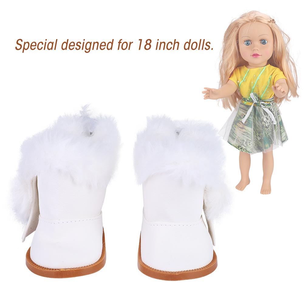 1 Pair Mini Doll Shoes Plush Winter Snow Boots Dolls Accessories for 18 Inch Dolls (White)