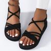 Fashion 2025 fashion Women's trend anti-slip wear comfortable matching color sole pure black shoelace flat sandals
