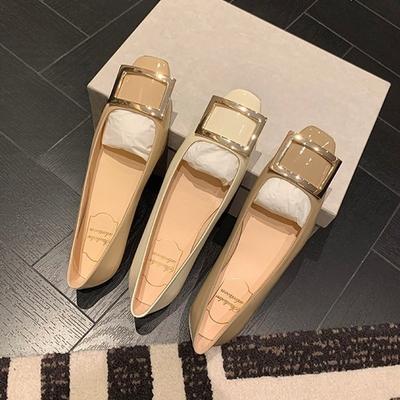 Anti-Rutsch-Schuhe: Eckige Spitze, Flacher Ausschnitt, Niedriger Absatz, Hufeisenabsatz, Flacher Einzel-Schuh