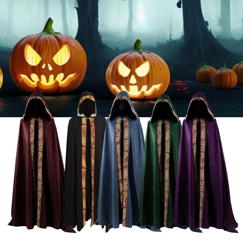 Halloween Death Cloak Loose Comfortable Hooded Death Robe Cloak Meidieval Cape Costume for Adult Cosplay Party Halloween