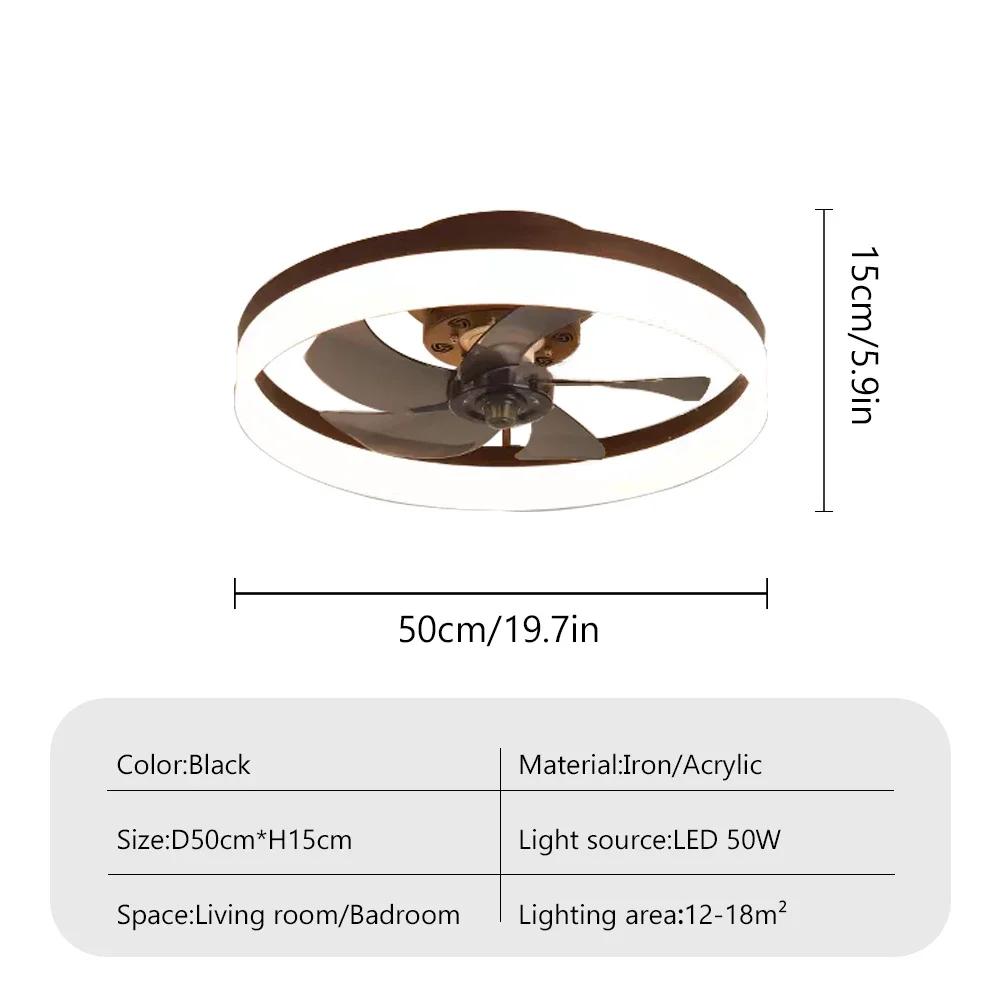 

Современный потолочный вентилятор с пультом дистанционного управления 50 см, светодиодный потолочный вентилятор с регулируемой яркостью, лампа для спальни, гостиной, скандинавский декор, светодиодный светильник 85-265V