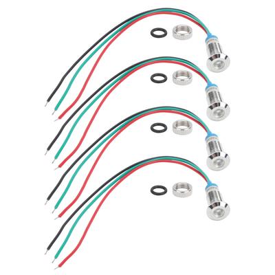 4 Satz Metall LED Kontrollleuchte Gemeinsame Kathode Lampe Industrielle Steuerungskomponenten 8mm 12?24VRot und