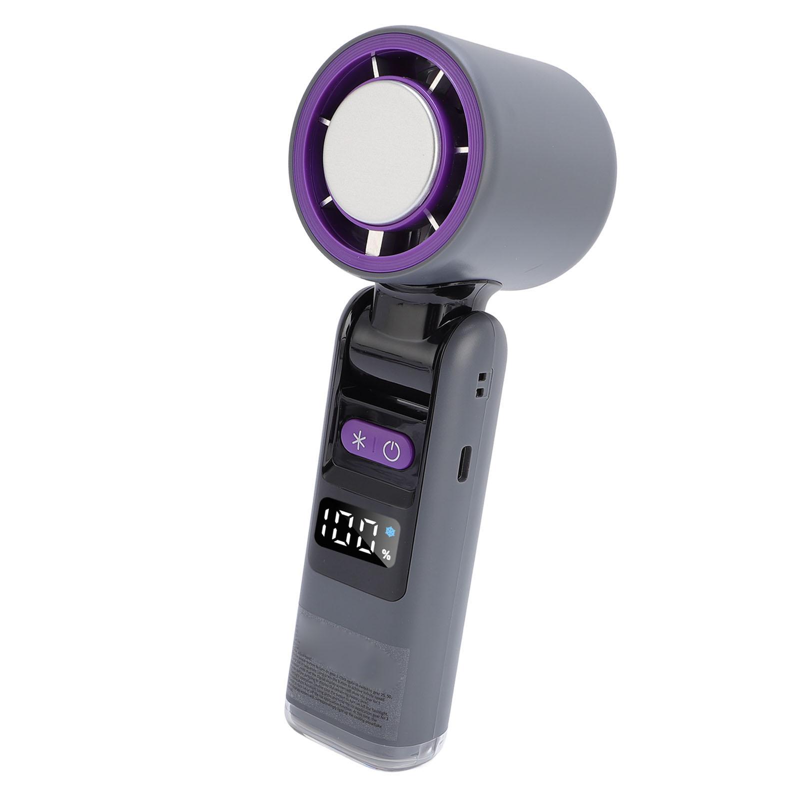 Handheld Fan Digital Display High Speed Ice Cooling Fan Foldable Fan with Light for Travel Outdoor Indoor