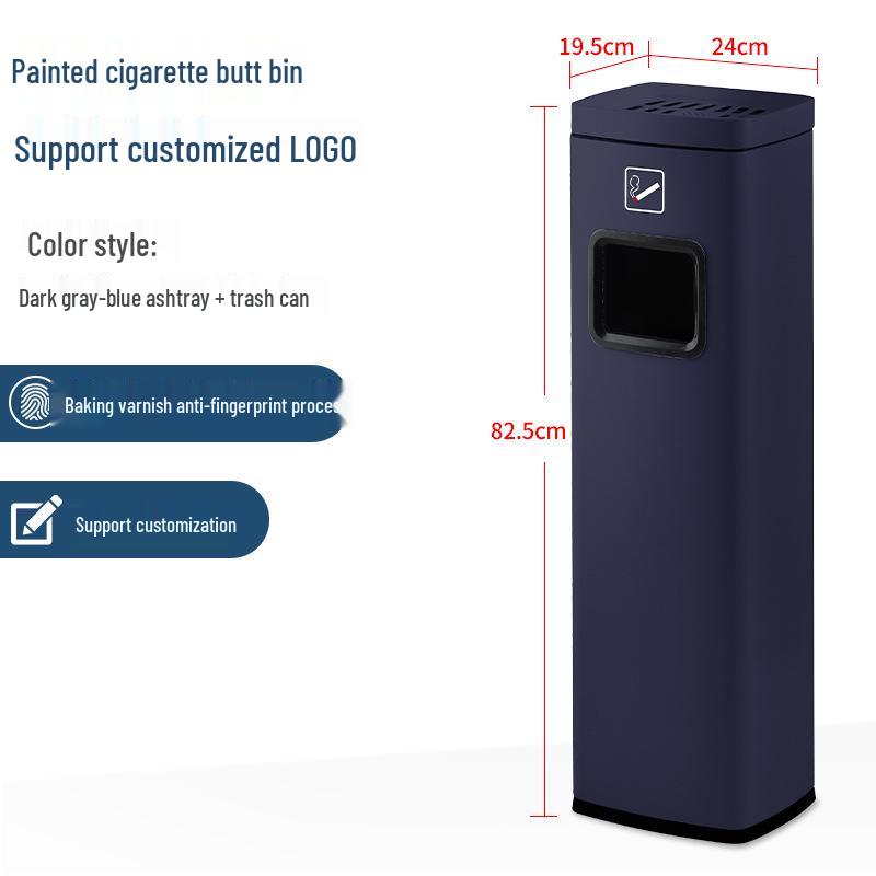 Stainless Steel Trash Can with Ashtray for Hotel Lobby Elevators and Corridors