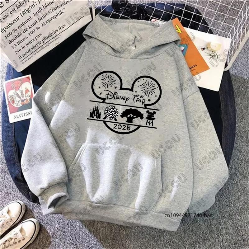 MINISO Disney Family Vacation Print Women Hoodies Trend Disneyland Travel 2025 Autumn Pullover Casual Sweatshirt Couples Tops
