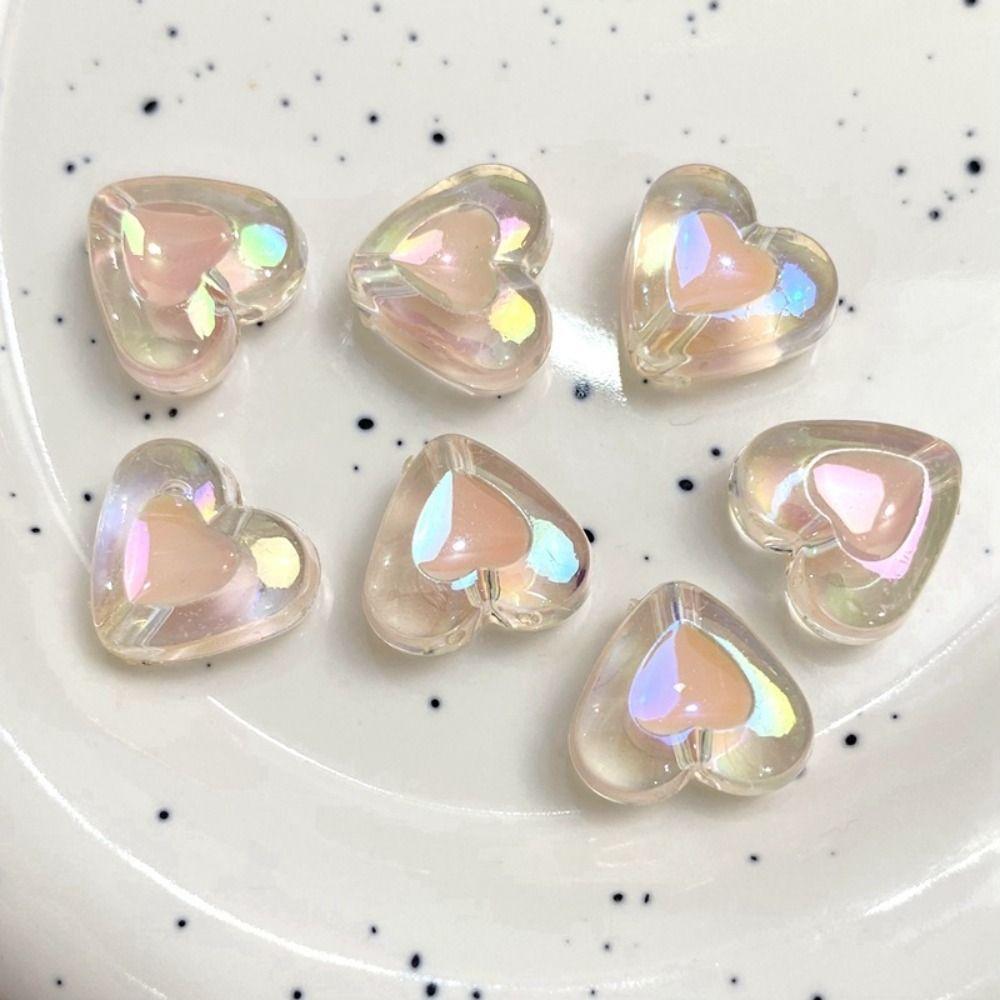 

7pcs Colorful Acrylic Love Heart Beads Makeing Bracelet DIY Jewelry Accessory Pendant светло-розовый