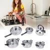 Cookware Set Stainless Steel Kitchen Pots and Pans Set with Tea Kettle Glass Lids for Cooking Frying Boiling Stewing