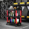 3-Tier Rolling Tool Cart, Tool Trolley On Wheels, Plastic Mobile Service Utility Cart with Handles for Garage, Mechanics and Warehouse, 91kg Capacity