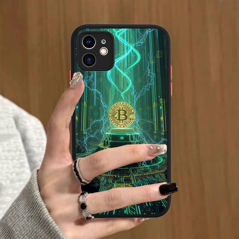 Luxury B-Bitcoin Phone Case For IPhone 13 12 X XS MAX Pro Max 16 15 11 14 Pro Max Shockproof Matte Cover