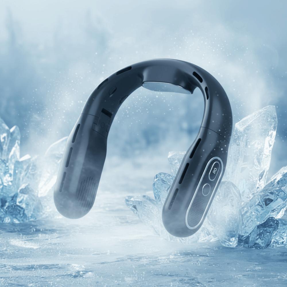 Foldable Design Portable Neck Fan Digital Display USB Charging Fan Neck Cooling Fan  Outdoor Travel