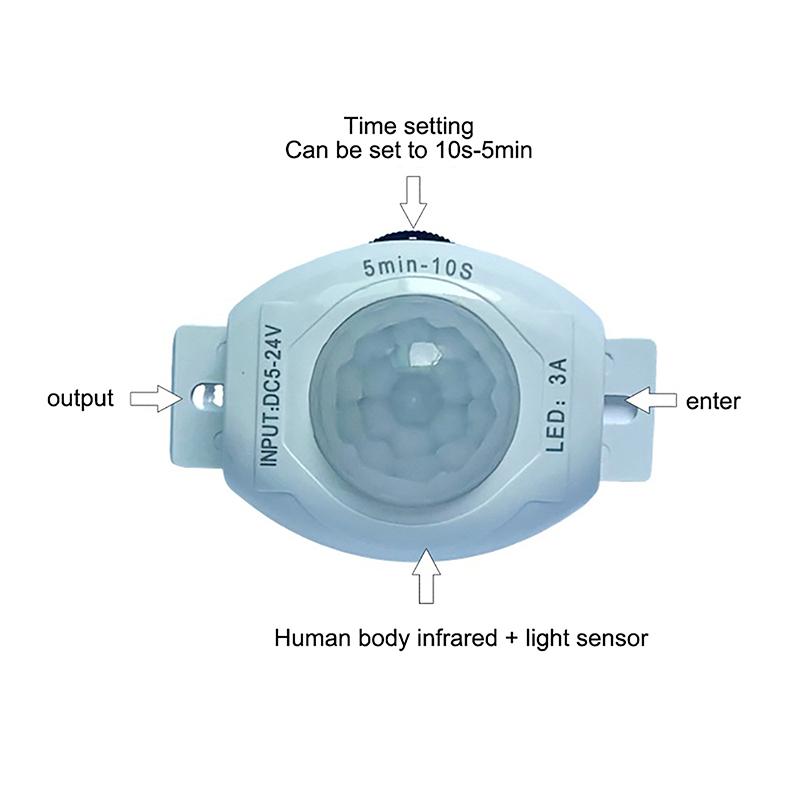 

Регулируемый по времени задержки инфракрасный датчик выключатель света для светодиодной ленты DC12V 24V Инфракрасный индукционный детектор Светодиодный выключатель с датчиком движения