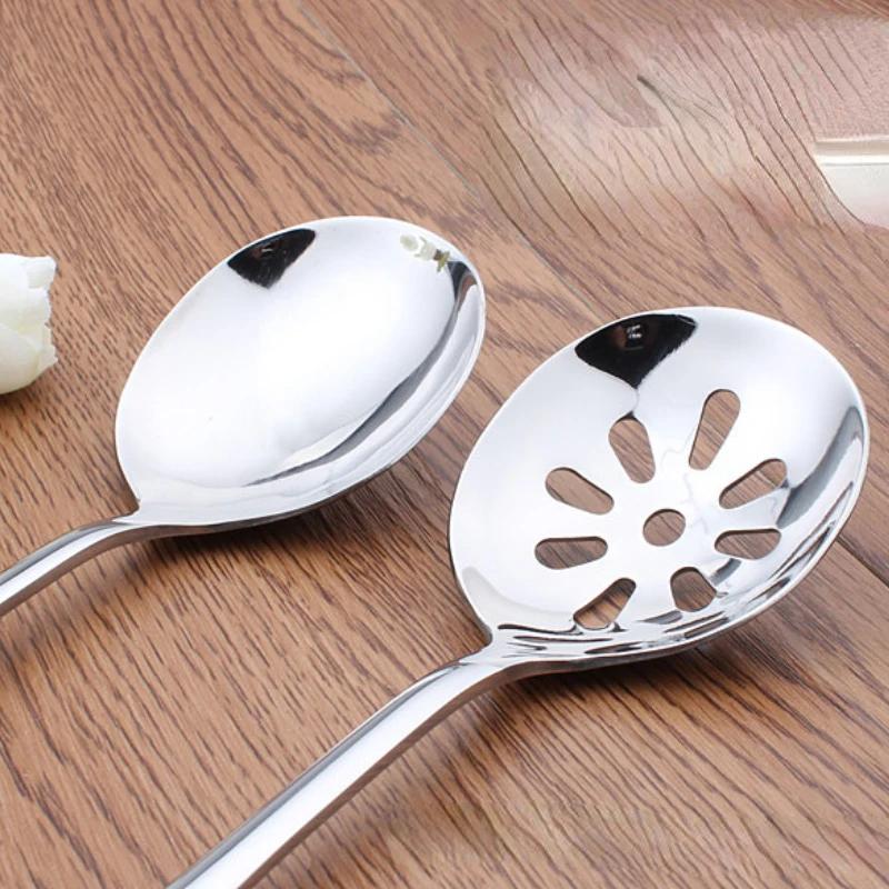 Stainless Steel Slotted Serving Spoons, Creative Male Spoon, Dinner Tableware, Skimming Tools, Kitchen Utensils, Self-Service, 2