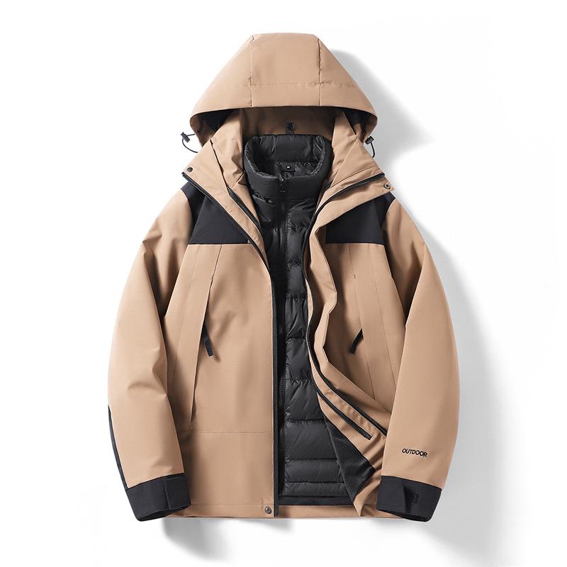 Teen Outdoor Colorblock 3-in-1 Waterproof Windbreaker with Detachable Hood