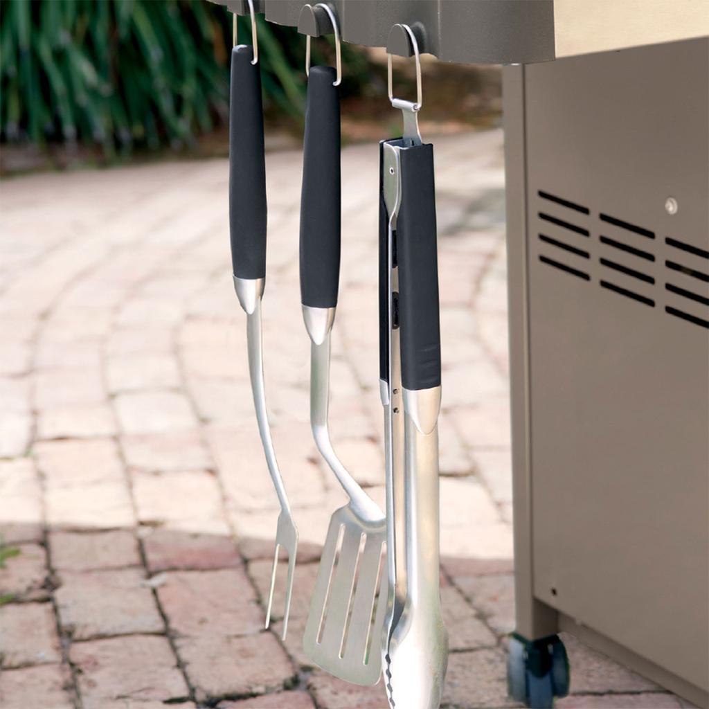 Outdoor Camping BBQ Stainless Steel Combination Barbecue Three-piece Accessories Picnic Barbecue Tool Fork Shovel Clip