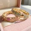 Colorful Vintage Cloisonne Bangle Traditional Chinese Flower Crystal Bangle Ethnic Hollow-out Women's Hand Bracelet Ladies