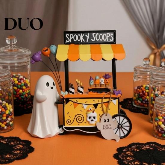 Seasonal Party Decor Halloween Ghost Resin Figurine, Spooky Cart Statue for Indoor Home Garden Decor, Table Centerpiece Festive Decoration Durable