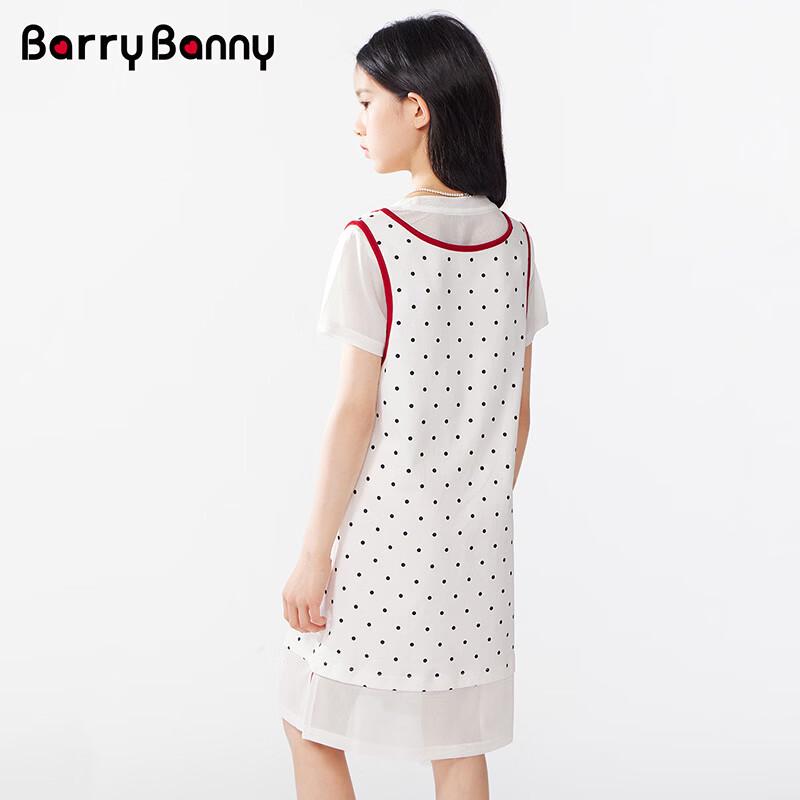 BARRY BANNY Girls' Faux Two-Piece Polka Dot Midi Dress