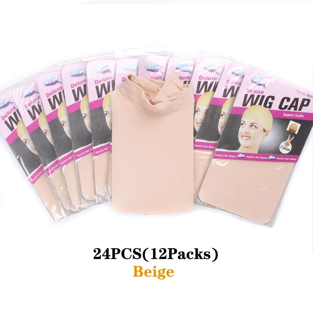 24Pieces (12 Packs) Wig Cap Fashion Stretchable Hair Nets 2Pcs/Pack Stocking Hair Cap Free Size Nylon Mesh Wig Net Free 2028