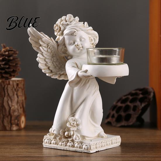 Angel Candle Holder Little Holder Resin Decorative Guardian Tea Light Statue With Retro