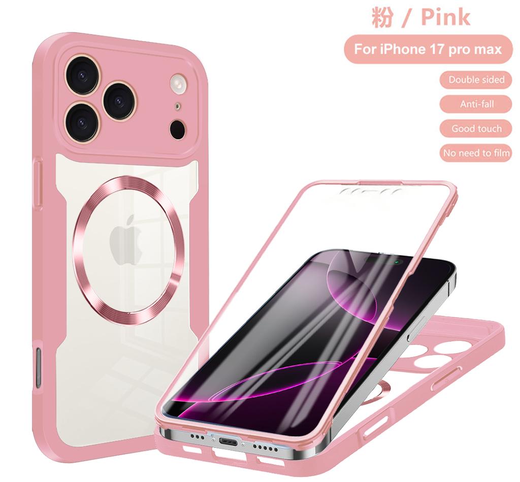 360 Full for Magsafe Clear Case for iPhone 17 16 Pro Max Air 16E 13 14 15 Plus Pro Magnetic Silicone Bumper Shockproof Cover