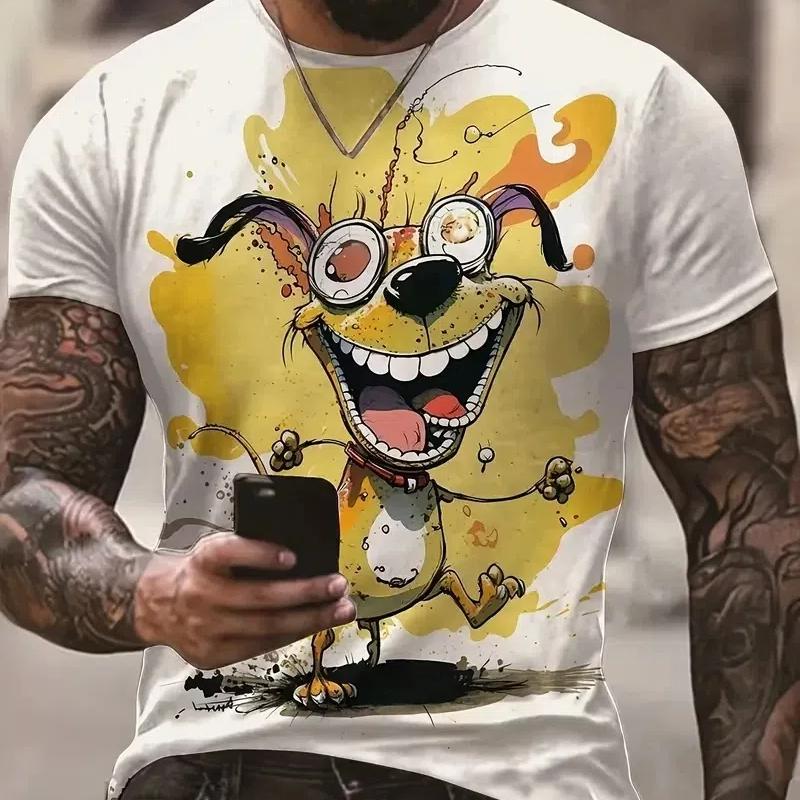 Funny Cat Pattern T-Shirt For Men Personality Animal 3D Printed T Shirts Summer Loose Short Sleeved Tops Casual Round Neck Tees
