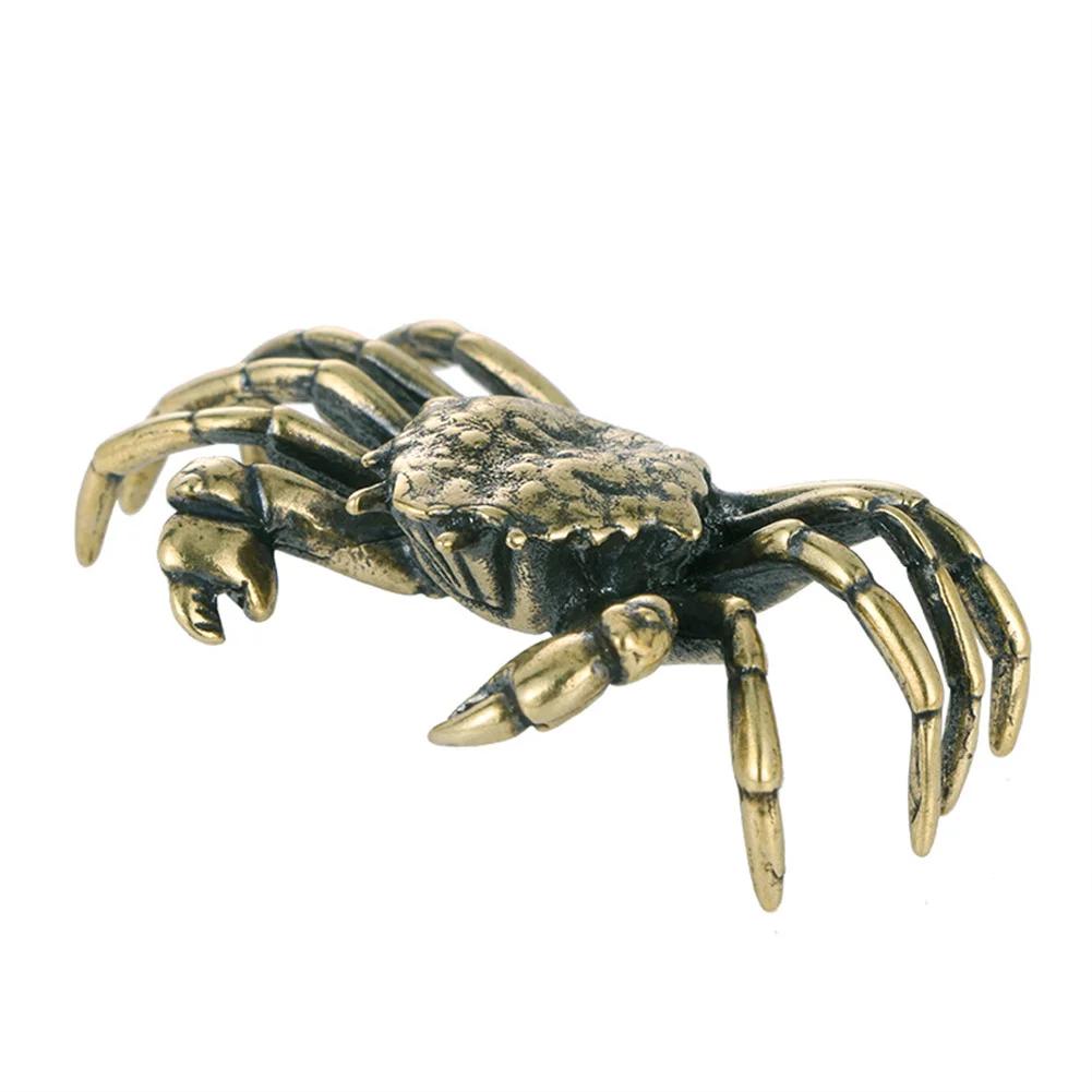 Reine Messing Krabbenfiguren Mini-Tierstatue Für Bürotisch Wohnzimmer Antike Tier-Miniaturfiguren Heimdeko Auf Lager